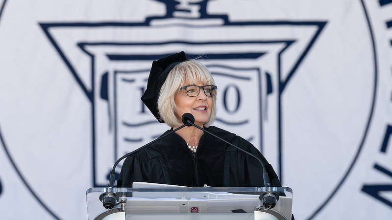 Ann Nyberg '24 Hon. delivers the keynote address.