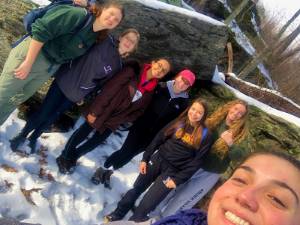 students hiking