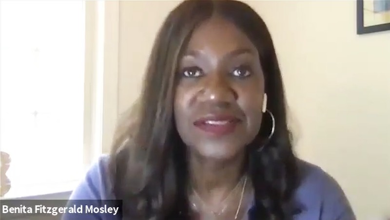 Image of Benita Fitzgerald Mosely on Zoom.