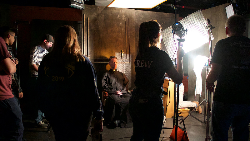 Students shooting the award-winning film 'Divine'.
