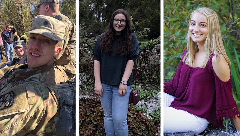 Left to right: Tom Knecht ’21, Marissa Lehner ’21, and Casey Lupo ’21.