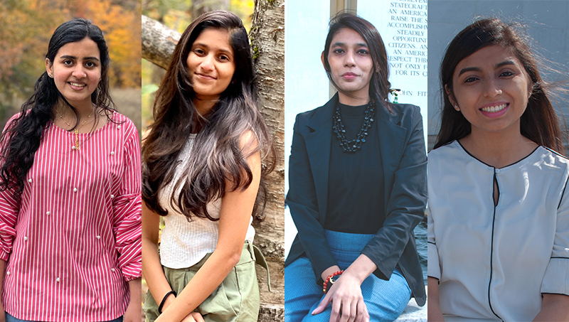 L to R: Ruth Kameswara Rao ’23 MPH, Sri Prathima Kanneganti ’22 MPH, Dhaani Dhaani ’23 MPH, Khyati Anil Rustagi ’23 MPH