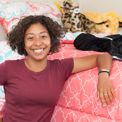 Student in dorm room