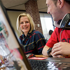 Students at library