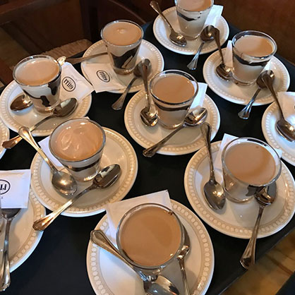 Coffee cups on table