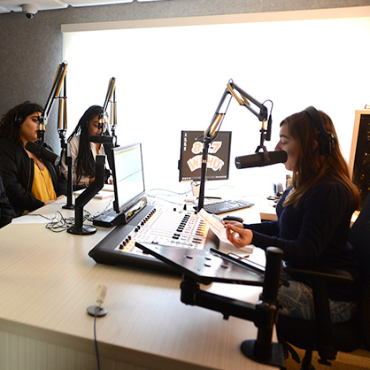 Students in radio station