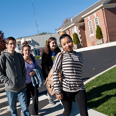 Students walking on campus