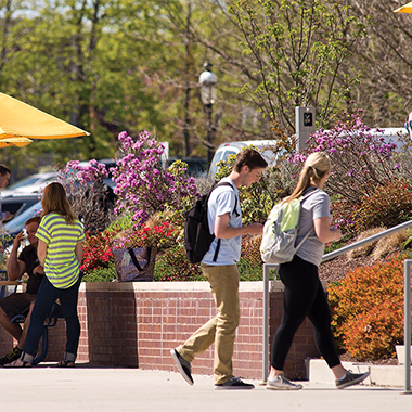 Students walking on campus