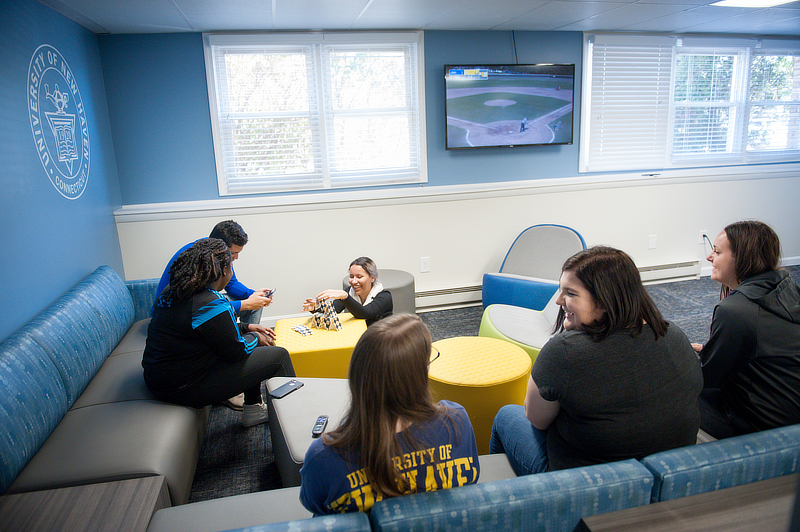 students in lounge