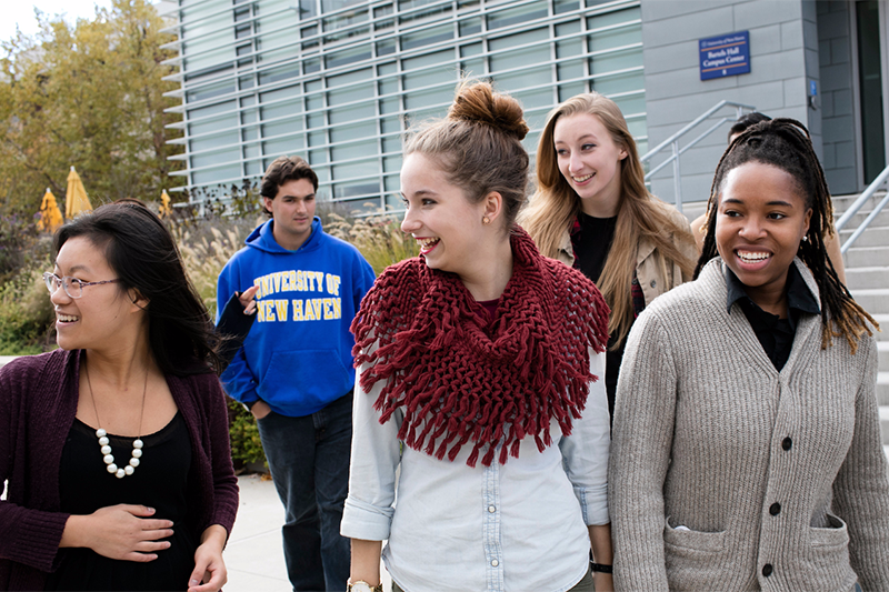 Students walking on campus