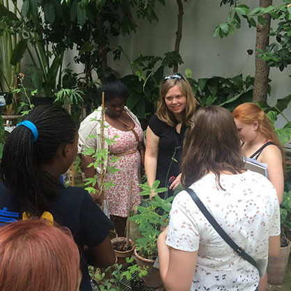 Students in greenhouse