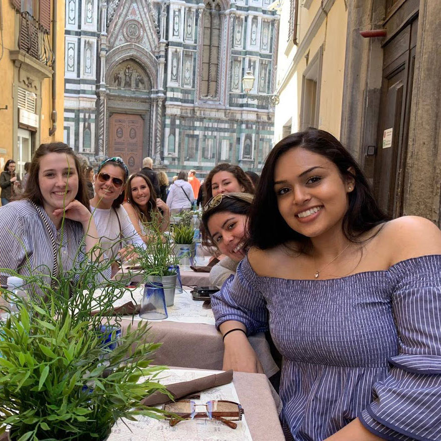 Students at dinner table